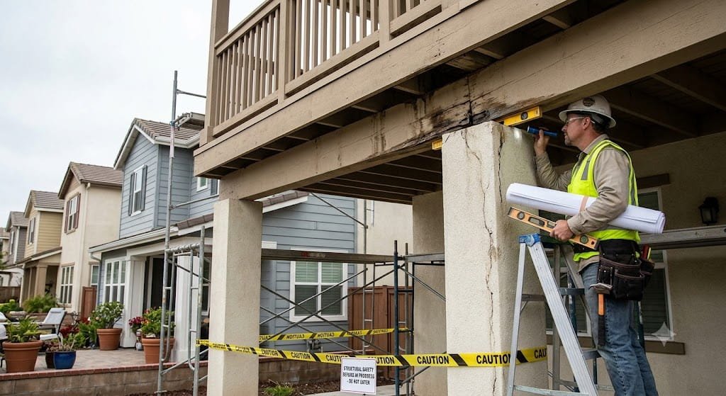 Cost Breakdown to Repair a Sagging Second-Story Balcony in California